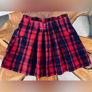 GAP Kids Red and Blue Pleated Skater Mini Skirt